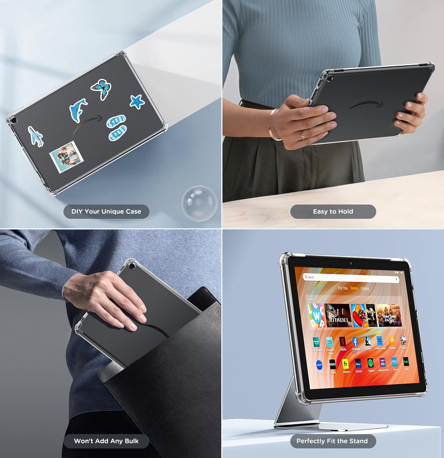 MoKo Case for All-New Amazon Kindle Fire HD 10 Tablet (13th Generation, 2023 Release) 10.1", Ultra Clear Soft Flexible Transparent TPU Skin Bumper Back Cover for fire Tablet 10 2023, Clear