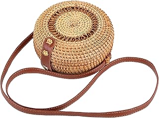 Borsa a tracolla classica in rattan intrecciato a mano per donne e ragazze