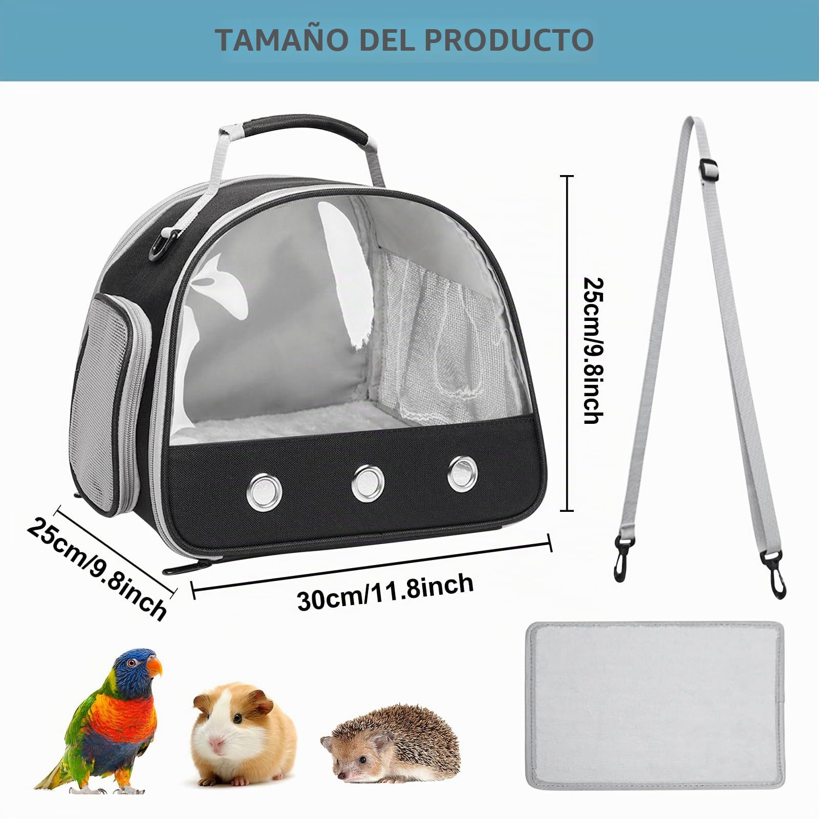 Pequeña bolsa de transporte para mascotas y animales pequeños, caja lateral para gatos, bolsa para cobayas