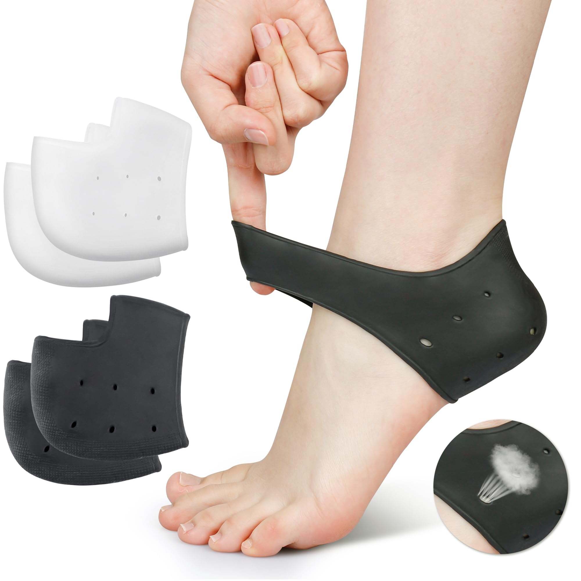 Wonderwin Gel Heel Cups,Breathable Heel Protectors for Cracked Heels, Heel Spurs, Plantar Fasciitis,Medical-Grade Heel Cups for Men & Women's Heel