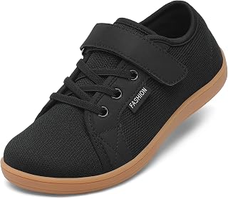 TIKVAW Kids Barefoot Shoes Wide Toe Box Walking Sneakers for Boys & Girls | Breathable Mesh, Lightweight, Flexible, Hook-and-Loop,Fit for Running, School, Tennis Athletic Footwear