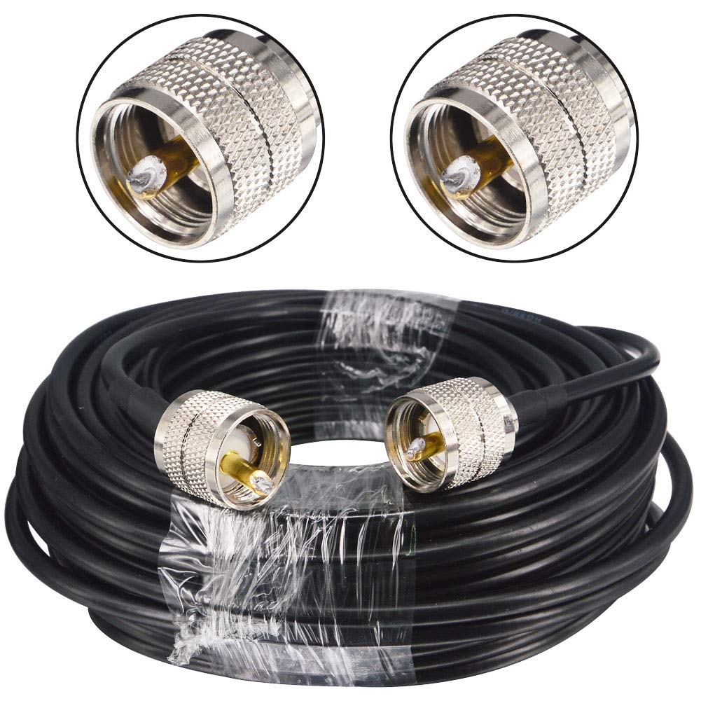 RG58 Câble d'extension coaxial à faible perte 65.6Ft PL259 Connecteur UHF mâle à extension mâle SO239 Câble coaxial RF pour 2G 3G 4G LTE Antenne WiFi Routeur sans fil WLAN Cordon Système de caméra