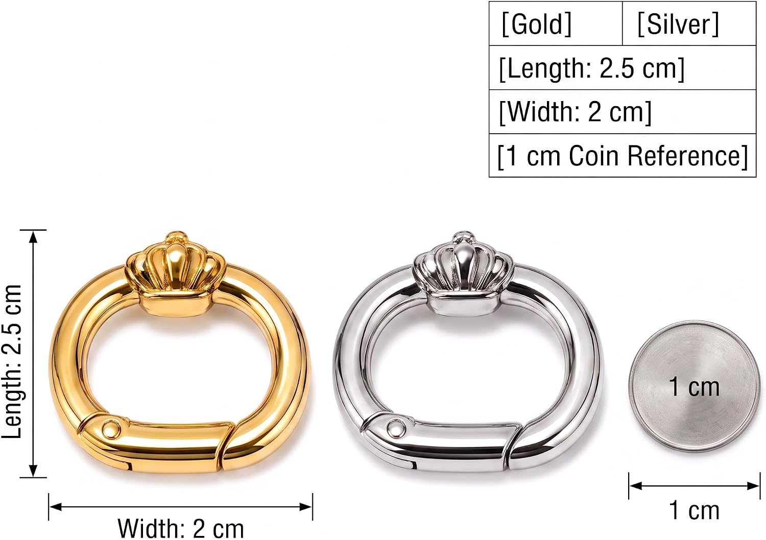 12Pcs Cut Oval Spring Clasp Clip, Mini Metal Shape Keyring Purse Clip for DIY Crafts, Jewelry Clasps, Lanyard Making - Perfect for Broches para Bolsas De Crochet and Charm Holder Clasp image 3