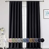 Vista 48 de Cortinas opacas para dormitorio, sala de estar, juego de 2 paneles de 54 pulgadas de largo, cortinas de oscurecimiento de habitación con aislamiento