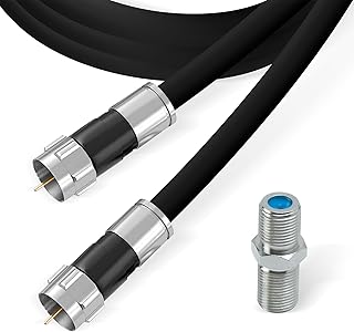 RG6 Coaxial Cable with F Connectors, High Speed Internet and TV Cord for HD TV, Xfinity, Satellite, Antenna, Cable Extension, WiFi Modem Cable (Black, 6ft)