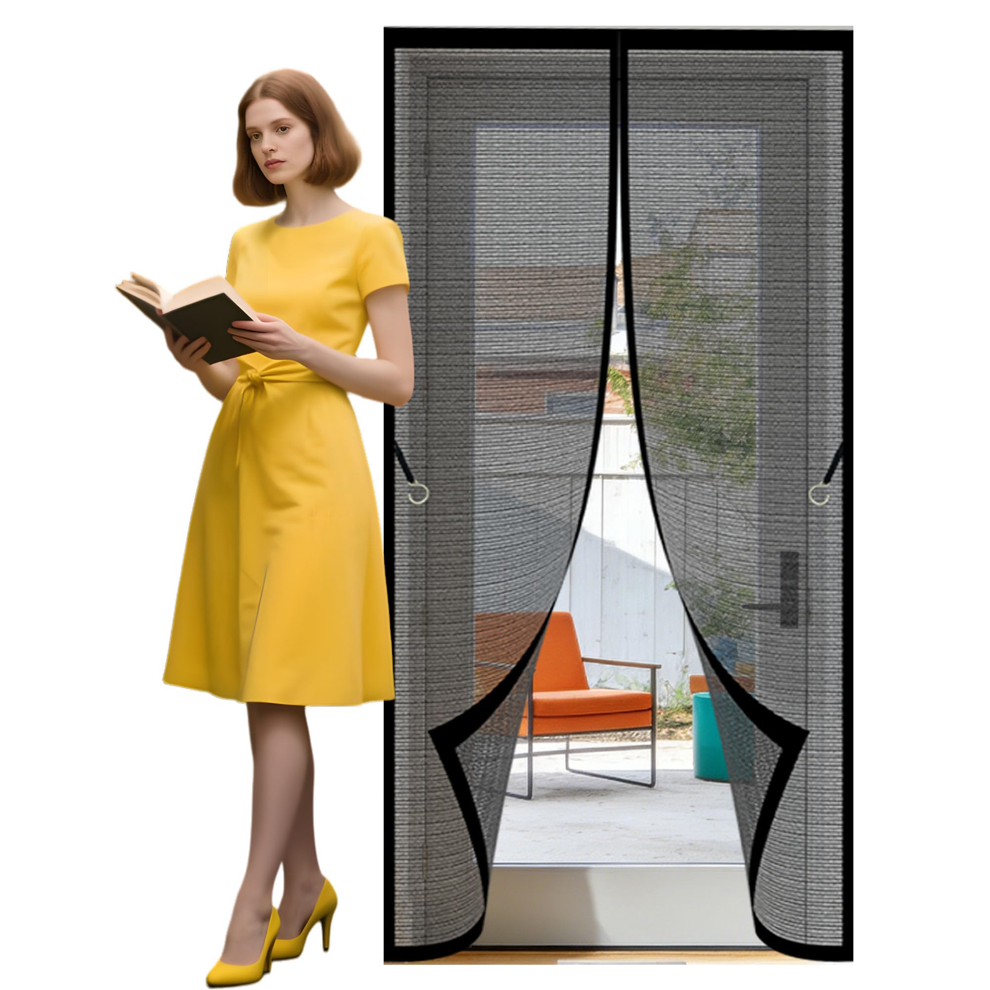 Magnetic Insect Door Screen 127 x 187 cm Self Sealing Magnetic Fly Screen Door Curtain Easy to Install Without Drilling for Living Room, Bedroom, Patio, Black