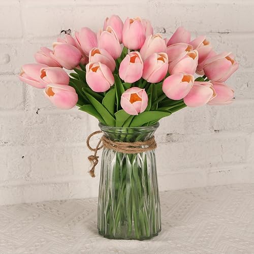 Miniatura 6 de 30 tulipanes reales al tacto, flores de poliuretano, tulipanes artificiales para arreglos de boda, fiesta, Pascua, primavera, hogar, comedor,