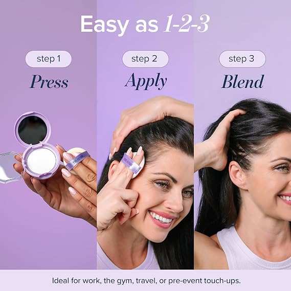 Truhair Non Aerosol Dry Shampoo Pressed Refresh Compact, Oil Absorbing | Plant Based Fibers & Protein, Refreshes Hair Between Washes, Travel Size Compact with Mirror & Puff, 0.49 Oz