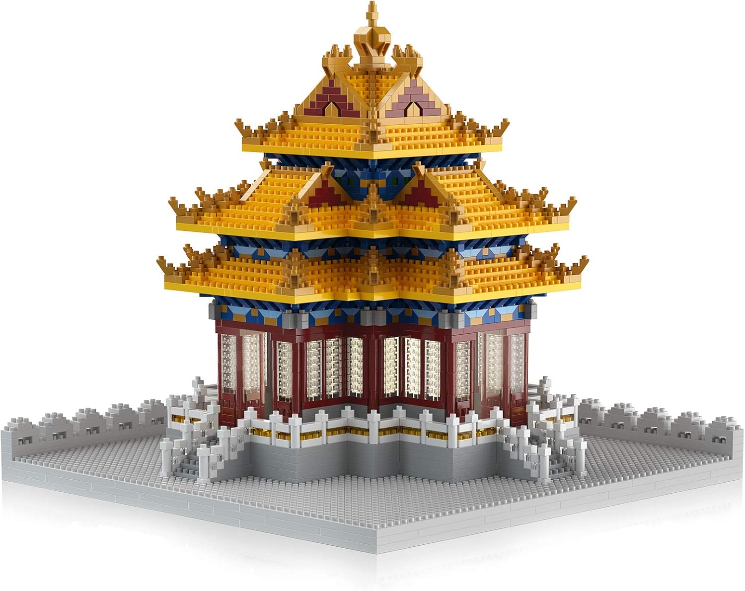 Explopur Wlpcsビルディングブロック古代中国建築望楼レンガシノワズリー皇居望楼子供のためのdiyおもちゃギフト子供たちの誕生日クリスマスギフトパーティーの装飾教育玩具プレイセット Faz Co Zm