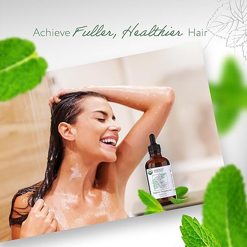 Miniatura 6 de HBNO Aceite esencial de menta orgánica de 4 onzas (4.1fl oz), 100% puro y certificado por USDA, aceite de menta para el crecimiento del cabello, la