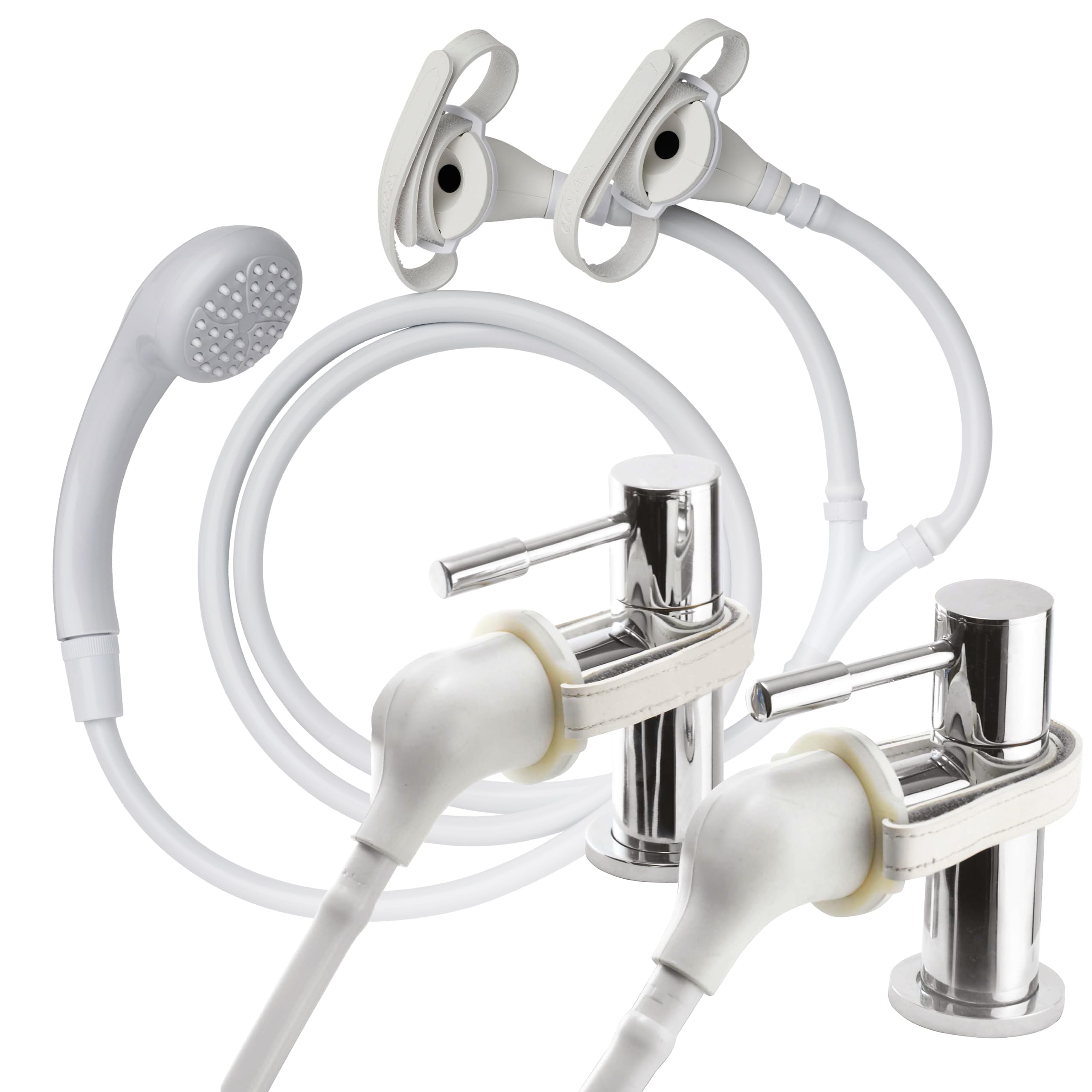 Croydex Secura Shower Head and Hose - Easy Install Push On Shower Attachment.