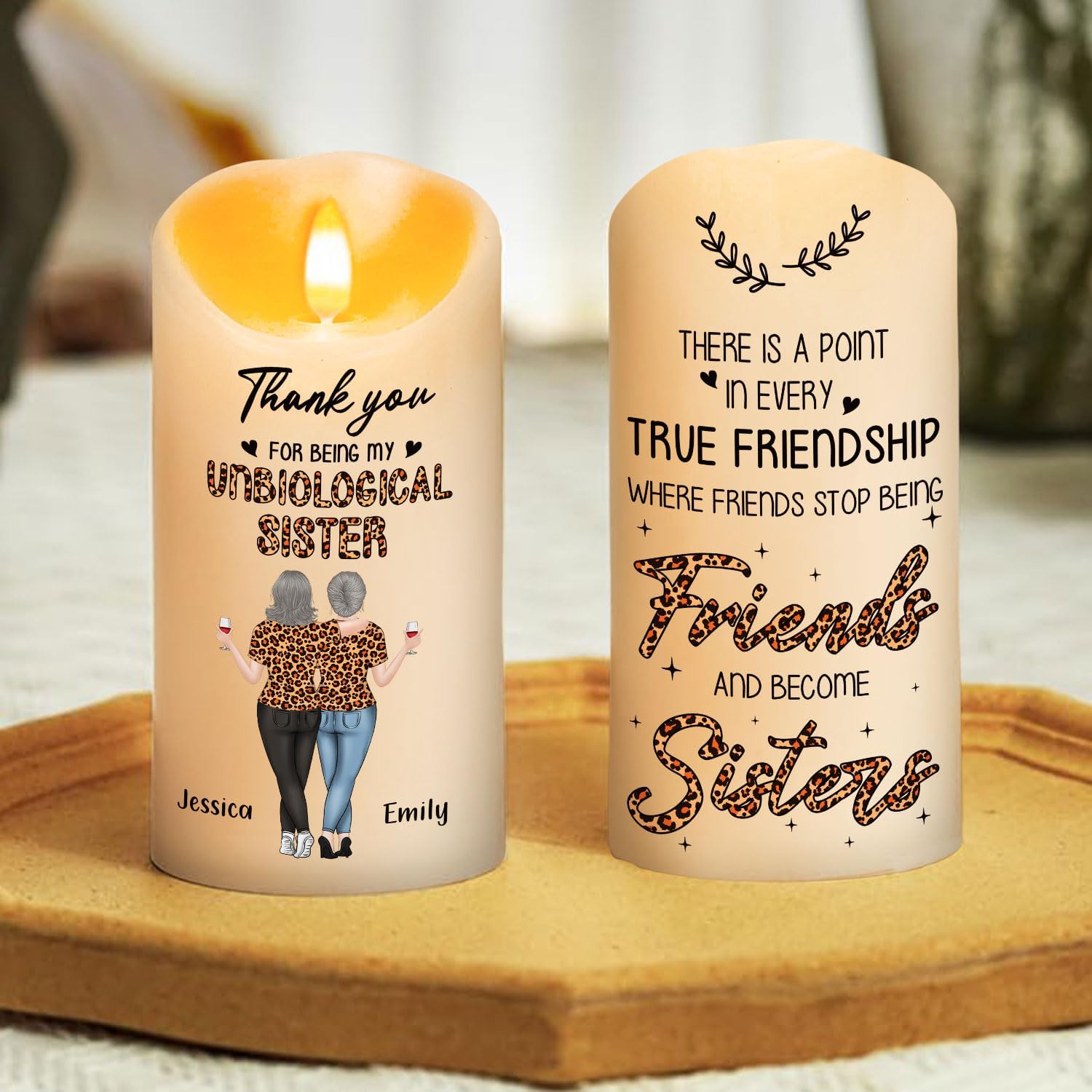 Wrappiness Best Friend Led Candle - Because of You I Laugh A Little Harder Personalized Led Candle, Besties Forever Gift for Best Friends, Soul Sisters, Coworkers (Unbiological Sister, 2 People)