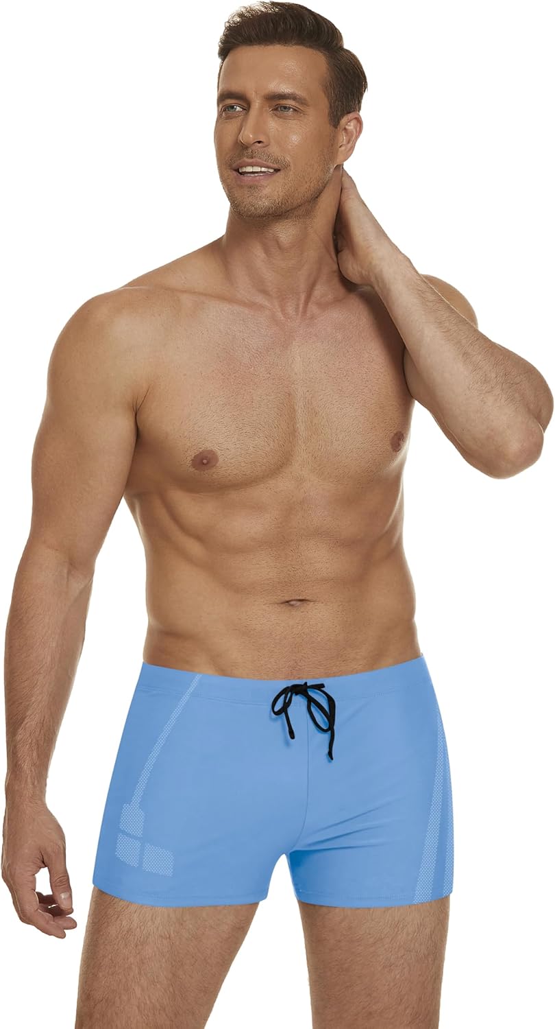 COOFANDY Men's Square Leg Swim Briefs Athletic Quick Dry Bathing Suit Square Leg Board Short for Men