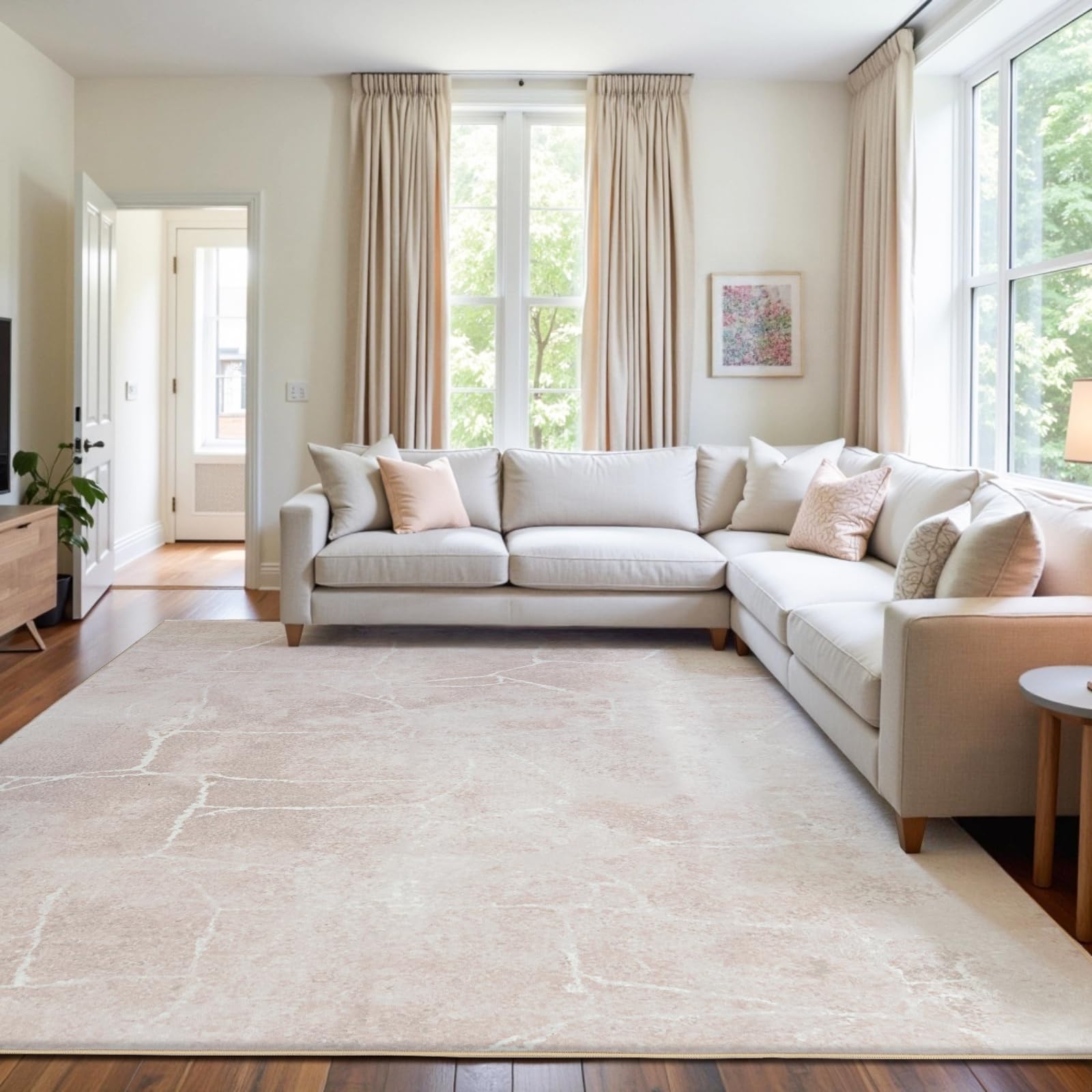 Ruggnovea Area Rug 5x7 Machine Washable Rug Vintage Traditional Floor Cover Foldable Thin Retro Indoor Non Slip Carpet Floral Print Mat Bedroom Living