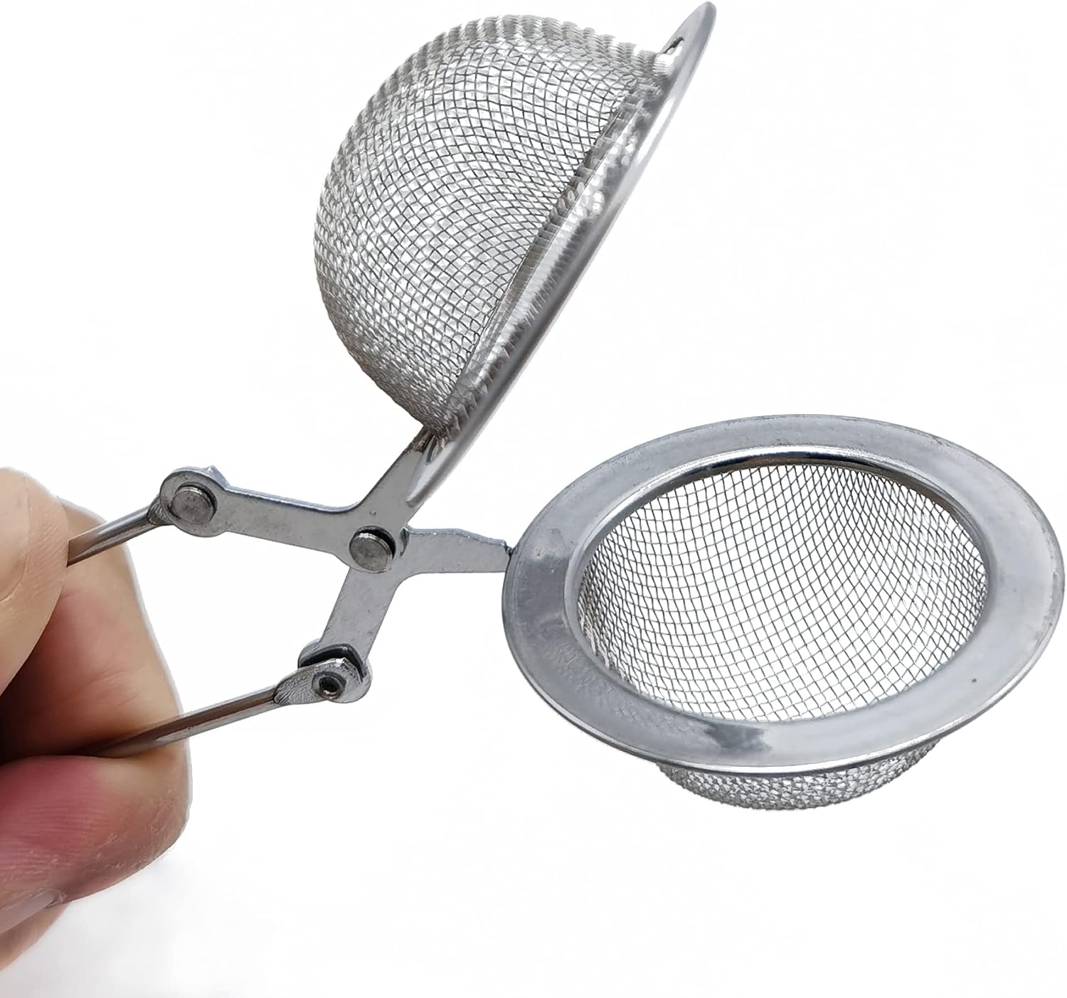 TIHOOD 10PCS Snap Tea Infuser,Stainless Steel Mesh Ball Tea Strainer with Handle for Loose Tea Leaf Pincer Tea Ball Tea Filter Tong