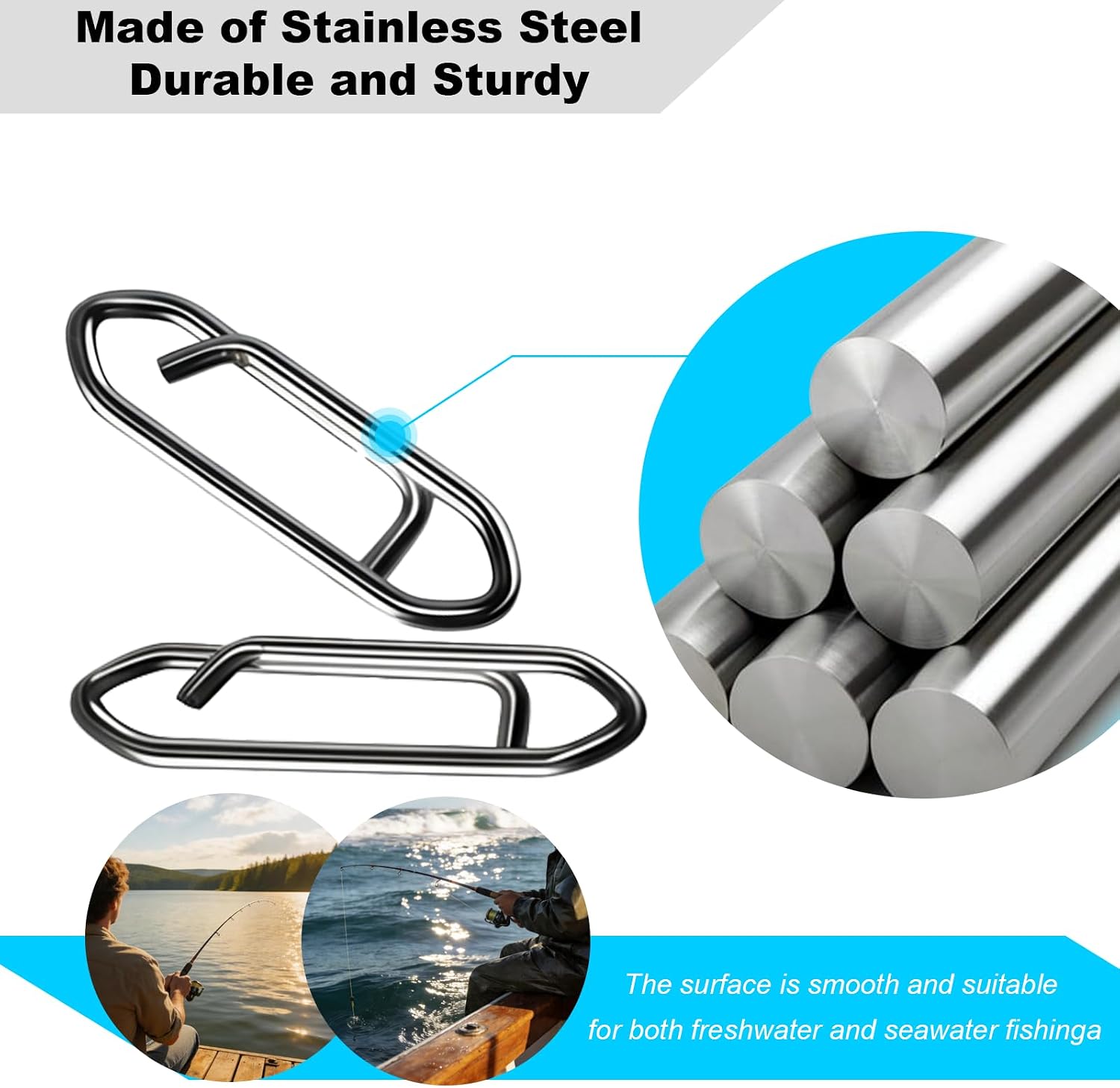 100pcs Speed Clips for Fishing Lures, High Strength Stainless Steel Fishing Speed Clips, Fishing Clips Quick Change for Saltwater Fishing and for is Suitable of Various Fish thumbnail