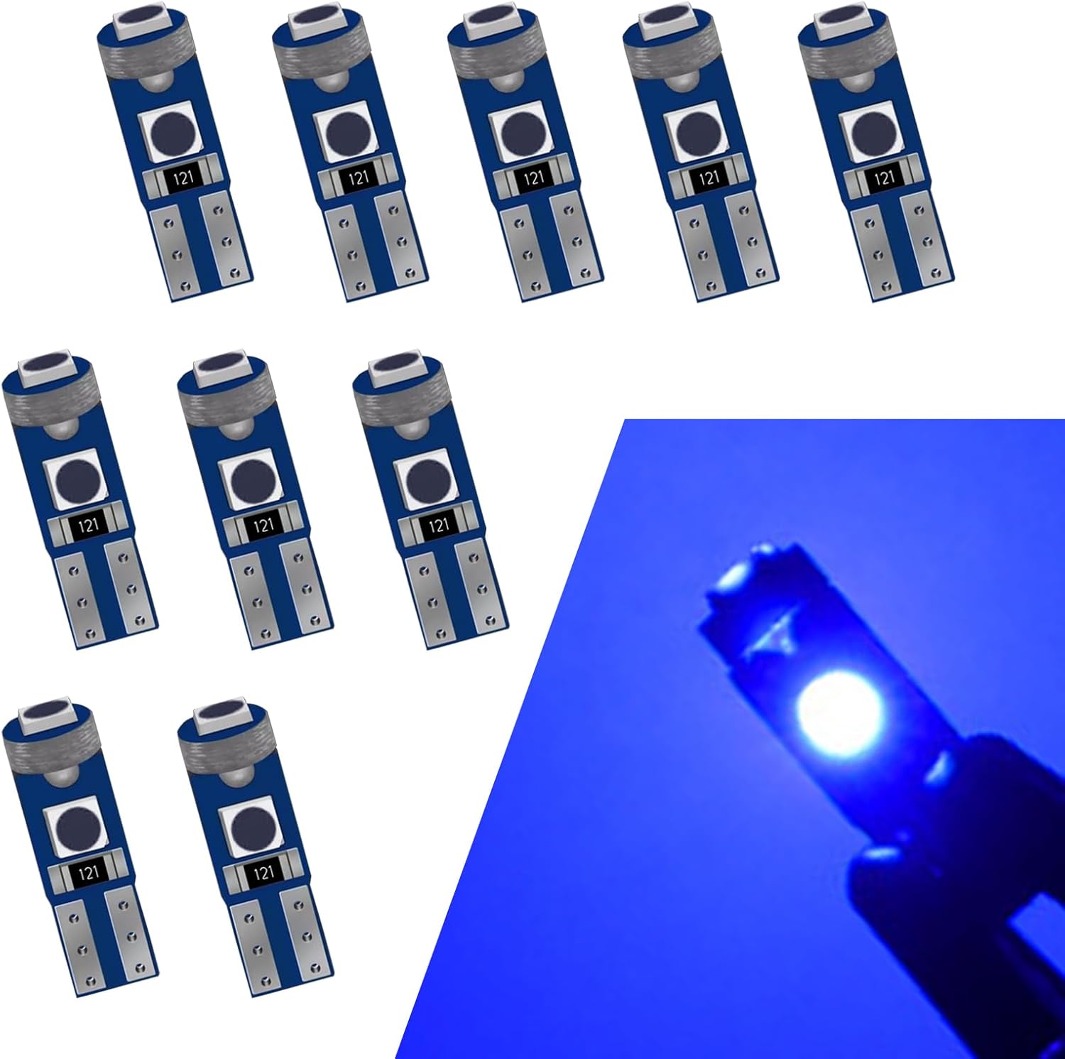 Ajxn 10 PCS Car LED Instrument Light, T5 3030 3SMD Wedge Bulb Instrument Cluster