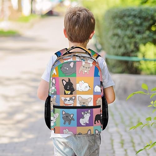 Miniatura 2 de Mochila de bulldog francés para niñas y niños, mochila escolar de 16 pulgadas con correas ajustables, bolsa de viaje duradera, Bulldog5, Classic