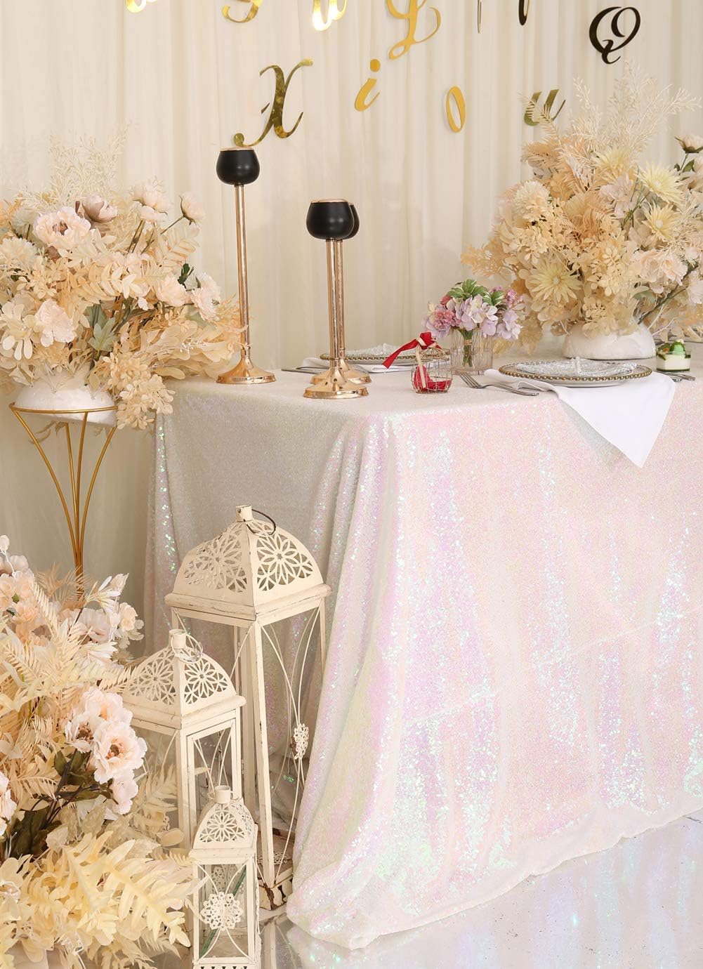 Eternal Beauty Sequin Tablecloths Rectangle Iridescent 152 x 305 cm wedding Halloween Chrismas Party Banquet New Year’s Day - Image 2