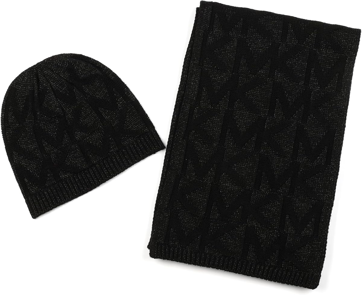 Set de gorro y bufanda metalizados para mujer, accesorios de moda elegantes y cálidos para climas fríos