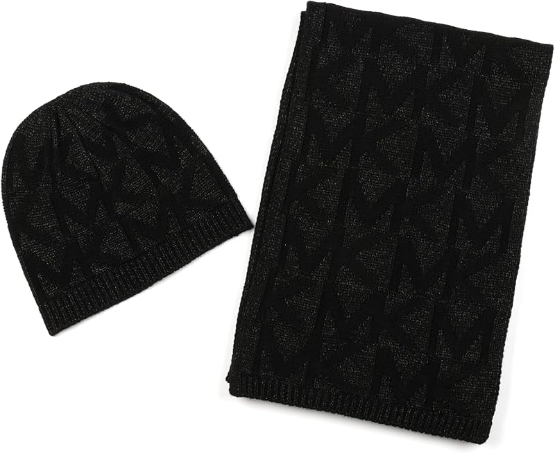 Set de gorro y bufanda metalizados para mujer, accesorios de moda elegantes y cálidos para climas fríos