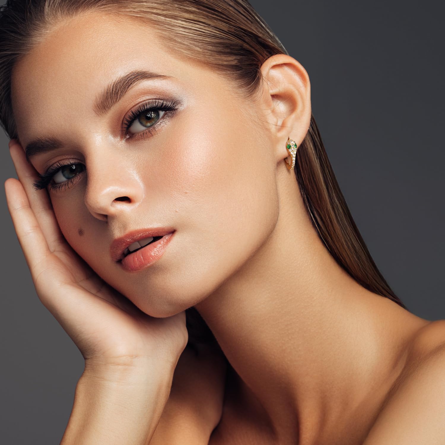 14K Gold Earrings for Womens Gold Hoop Earrings for Women Snake Hoop Earring for Womens Hoops with Retro Cubic Zirconia Snakes Head Wrap Design Unique Snake Hoops Earring for Women