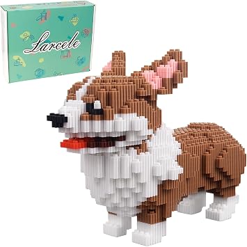 Larcele Micro Corgi Dog Building Blocks Set for Teens and Adults, Mini Pet Animal Building Toy Bricks Kit for Home or Office Decor, 3274 Pieces KLJM-02
