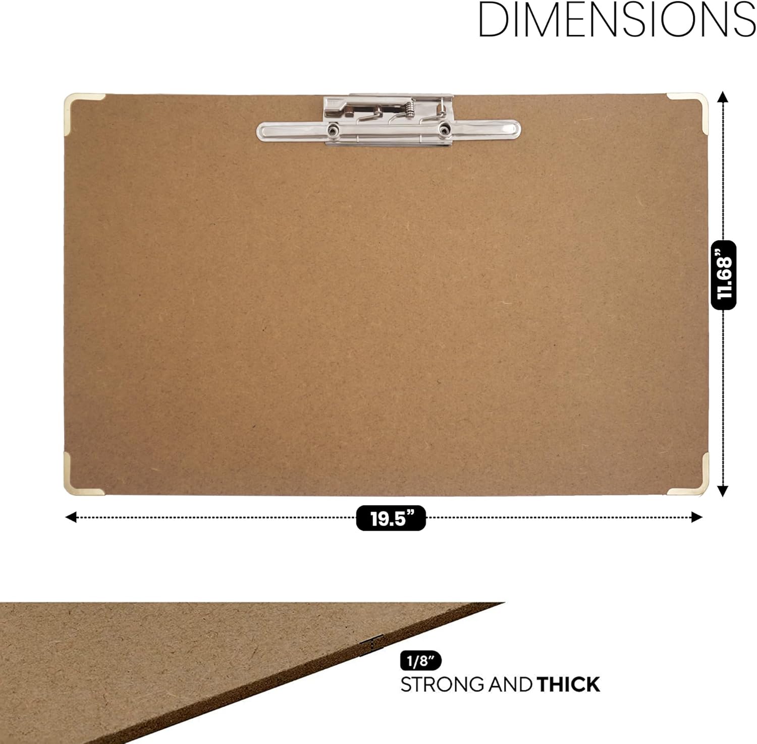 Performore Eco-Friendly Oversized Clipboard 3 Pack and 11x19 Writing Board Fits 11x17 Ledger Paper and Lever Clip Brass Corner Reinforcements and Dual Orientation Architects Teachers