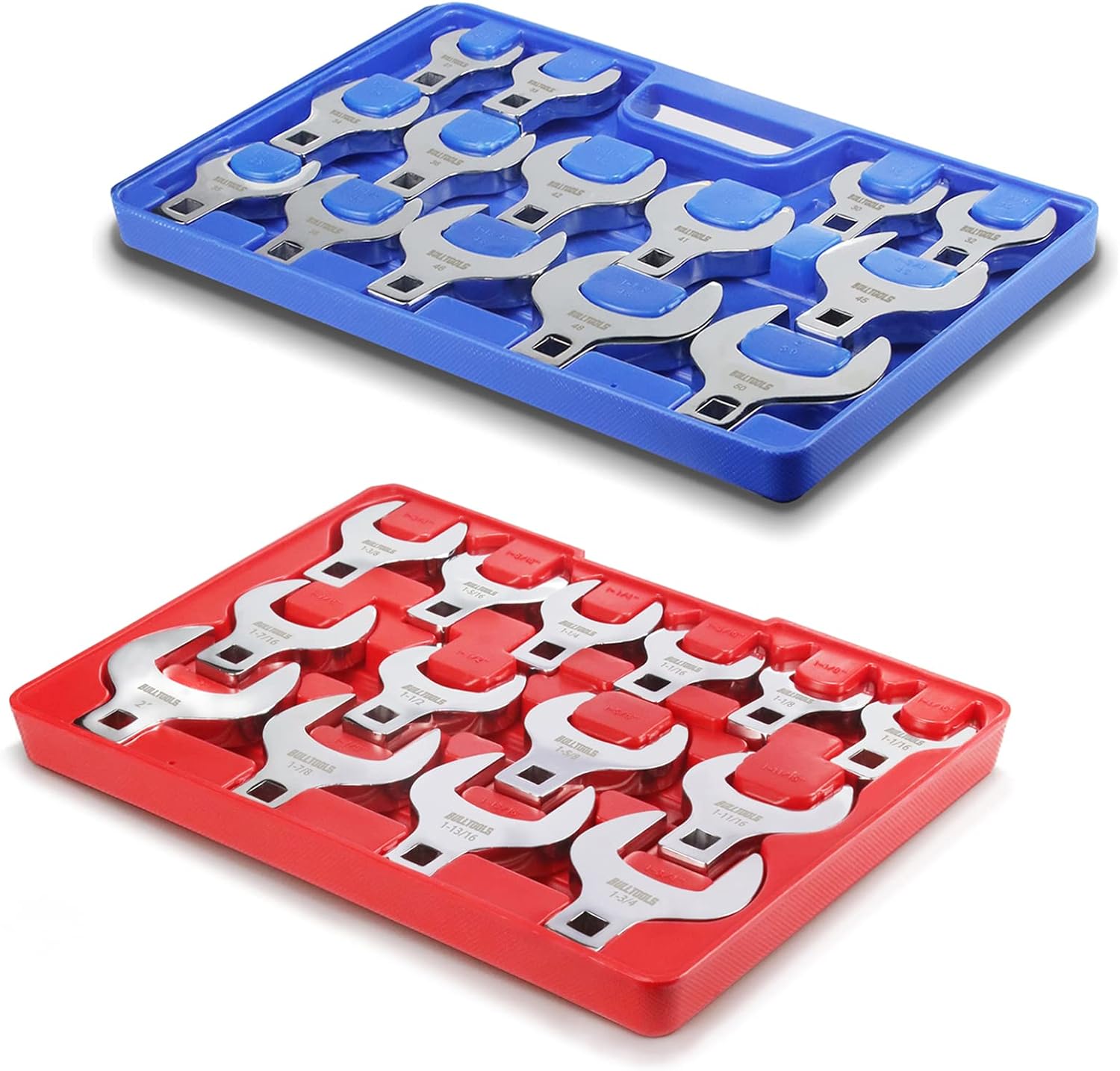 BULLTOOLS 1/2" Drive Jumbo Crowfoot Wrench Set, 28Piece SAE & Metric Crows Foot Wrench Set 11/