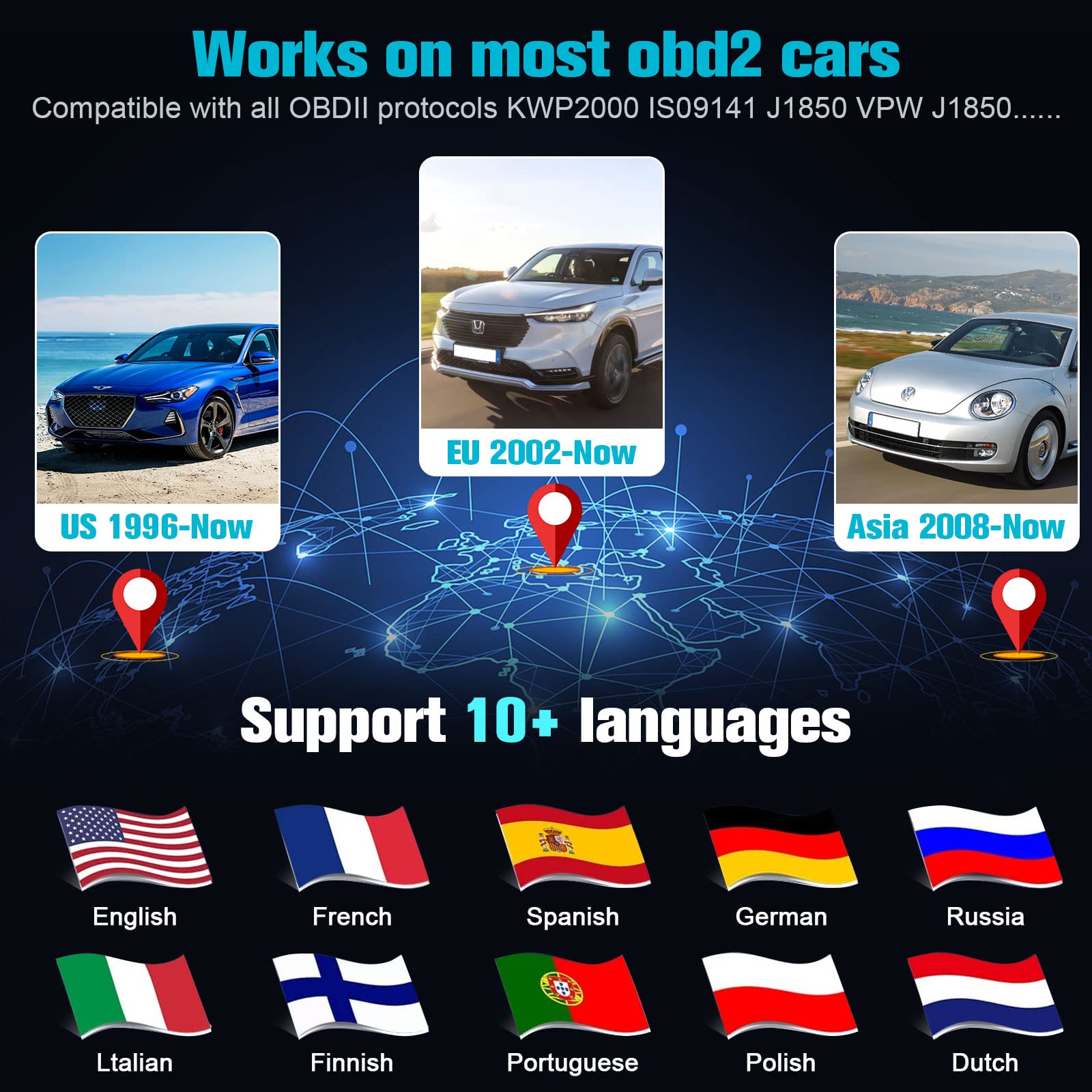 OBD2 Scanner Car Scan Diagnostic Tool Reset Clear Check Engine Code Reader for All OBD II Vehicles LeeKooLuu LK11