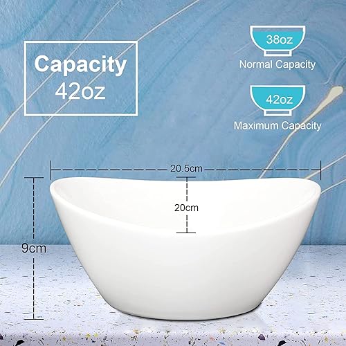 Miniatura 10 de GlowSol Tazones de sopa blancos de 23 onzas juego de 12 tazones de cerámica pequeños cuencos de ensalada cuencos de porcelana blanca cuencos