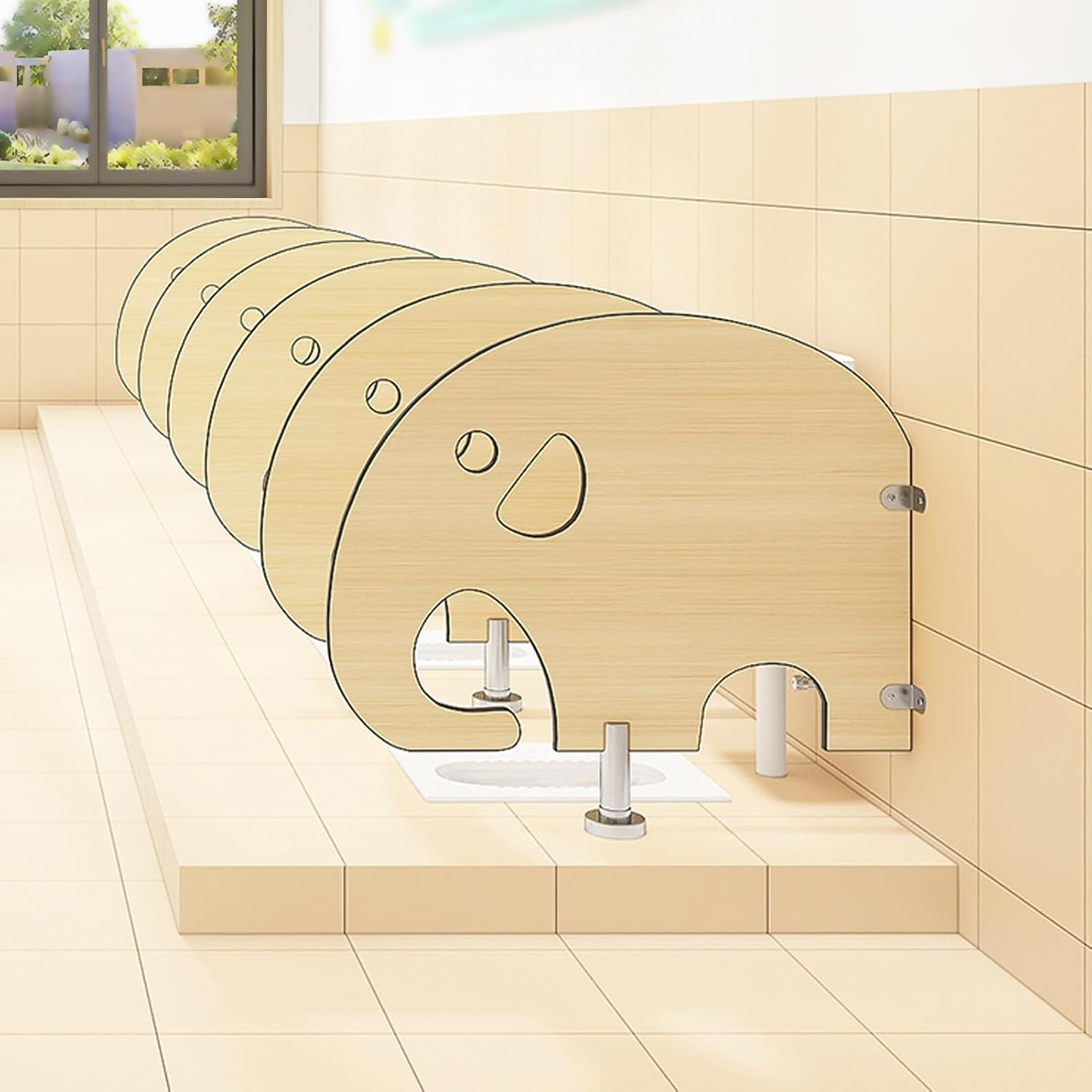 Urinal Partition, Urinal Screen Toilet Partition, Floor-Mounted Urinal Baffle, Urinal Divider Privacy, with Stainless Steel Corner Code, for Schools/kindergartens(1PCS)