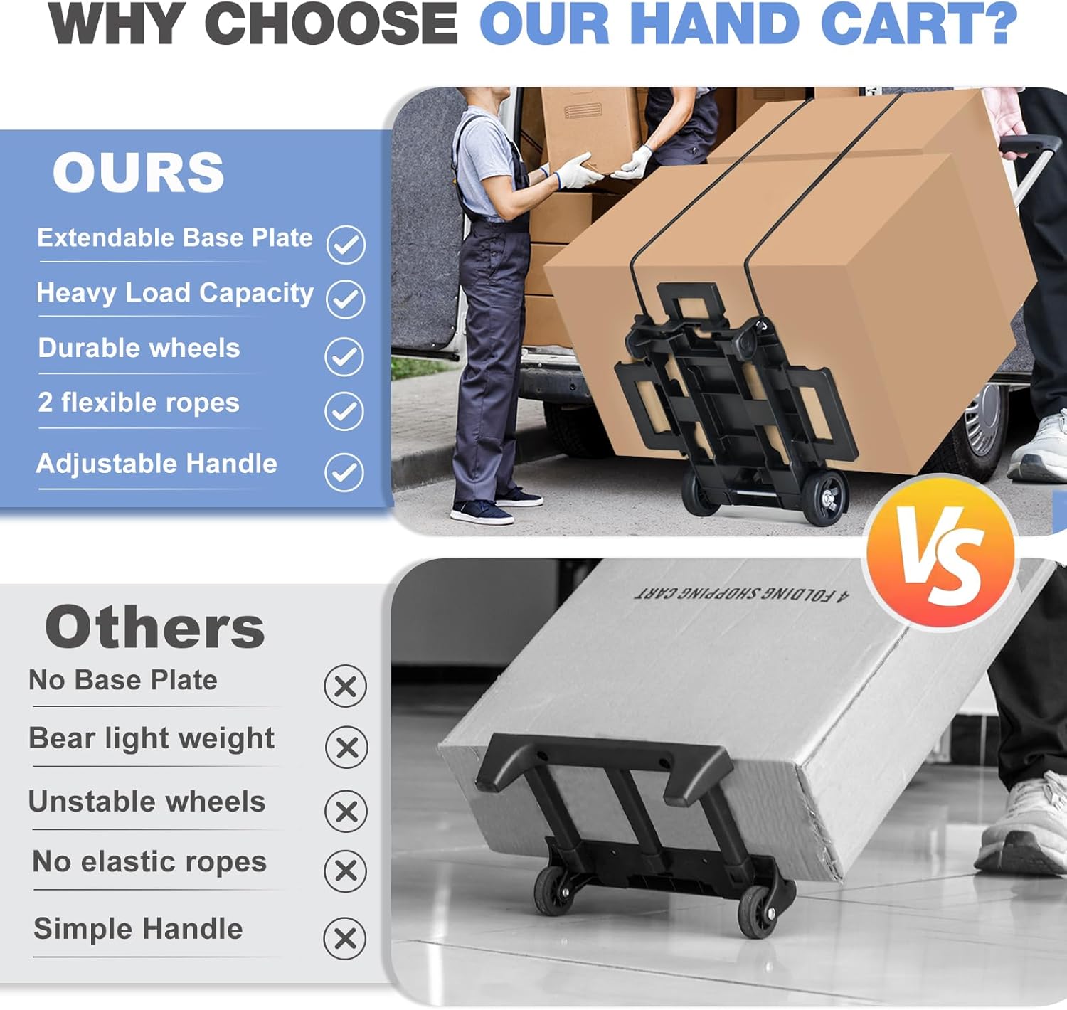 Folding Hand Truck Aluminum Trolley,Small Dolly, Foldable Hand Cart Collapsible 2 Wheel Luggage Trolley Dolly Expandable Large Chassis Foldable into Backpack