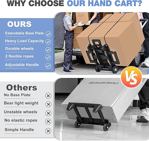 Miniatura 3 de Carretilla de Mano Plegable Trolley de Aluminio, Carrito Pequeño, Carrito de Mano Plegable Carrito Plegable de 2 Ruedas Trolley de Equipaje Carrito