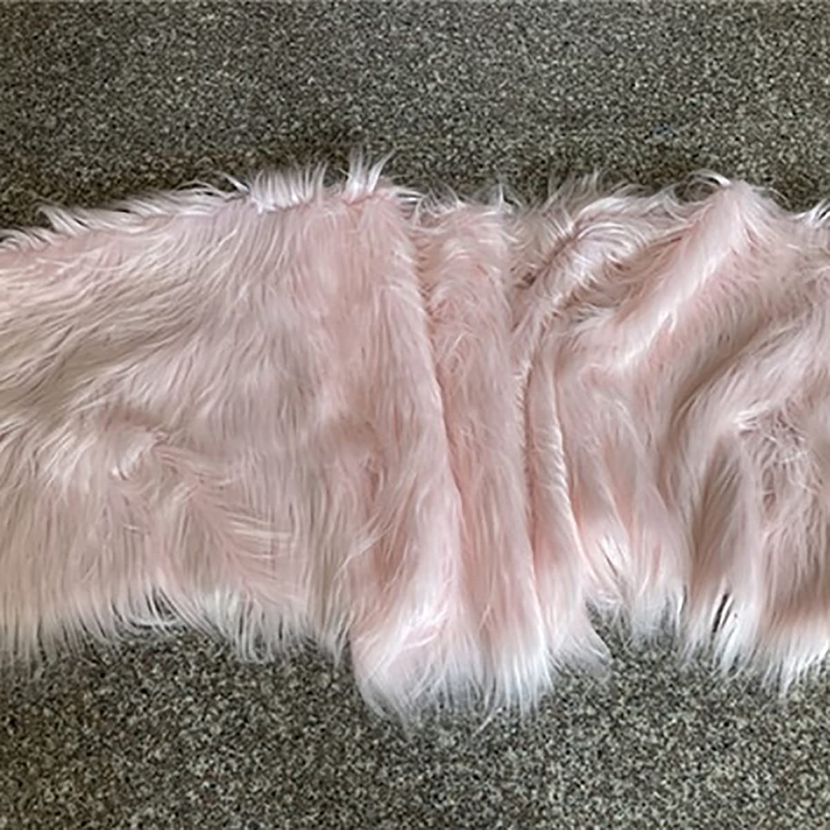 Tela De Piel Sintética Rosa 160 × 50cm Pelo Largo Tela De Piel Felpa para Manualidades Bricolaje Disfraces Fotografía Decoración Accesorios Telones Fondo Cosplay(Size:2m)