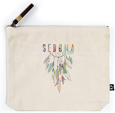 Lantern Press Sedona, Arizona, Colorful Feathers, Dreamcatcher, Contour (100% Cotton Canvas Travel Accessory Go Bag)