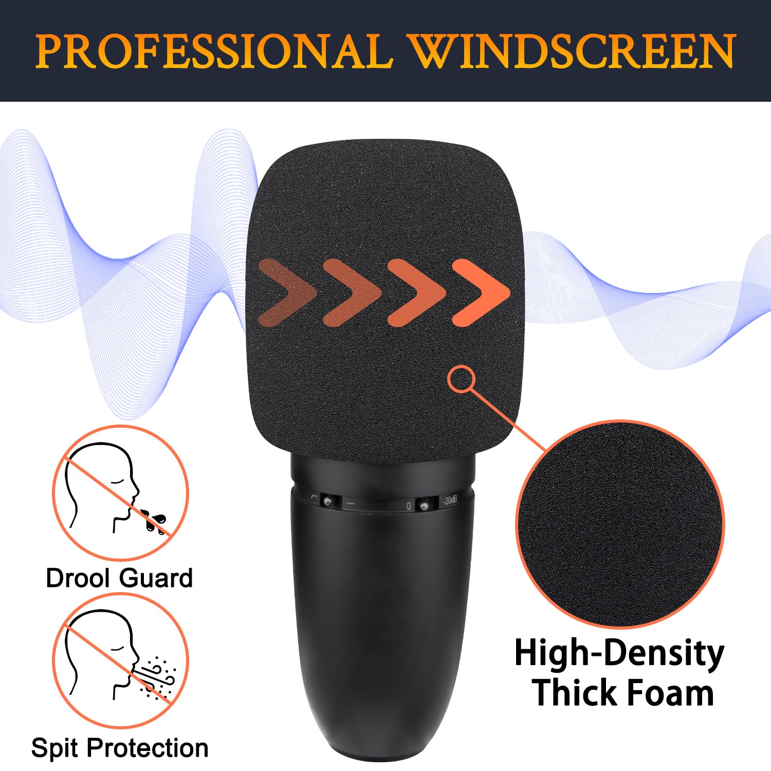 SOULWIT 2Pcs Microphones Pop Filter for AKG P120/P220/P420 Condenser, Protective Mic Cover Windscreen Foam - Black - Image 4