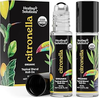 Healing Solutions – (2 Pack) Citronella Essential Oil Organic, Roll on Perfume, Essential Oil Roller, Body, Skin
