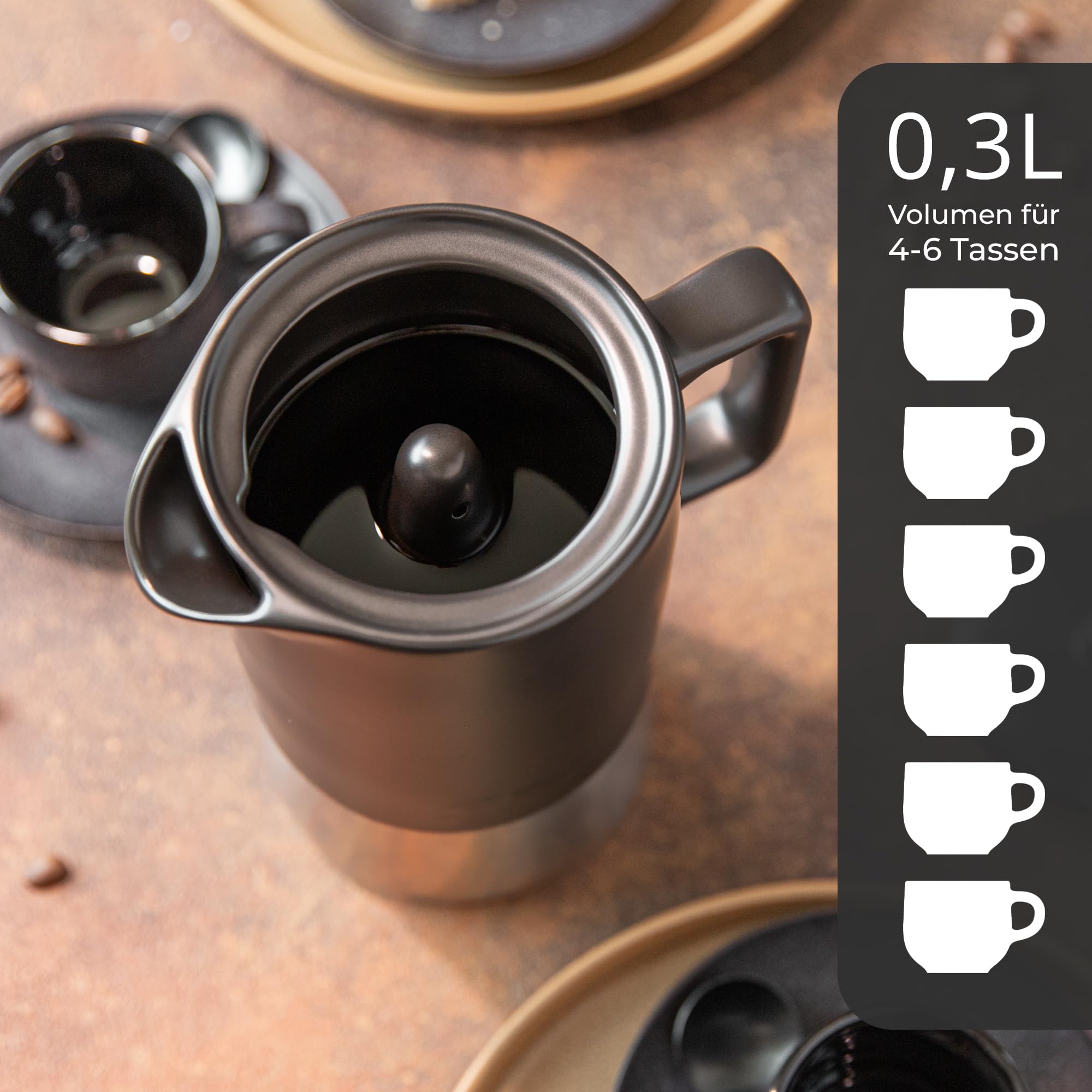 Steinzeit Design ceramiczny ekspres do espresso (300 ml) – Ekspres do espresso odpowiedni dla wszystkich typów kuchenek – Dzbanek do mokki z podstawą ze stali nierdzewnej i ceramicznym dzbankiem