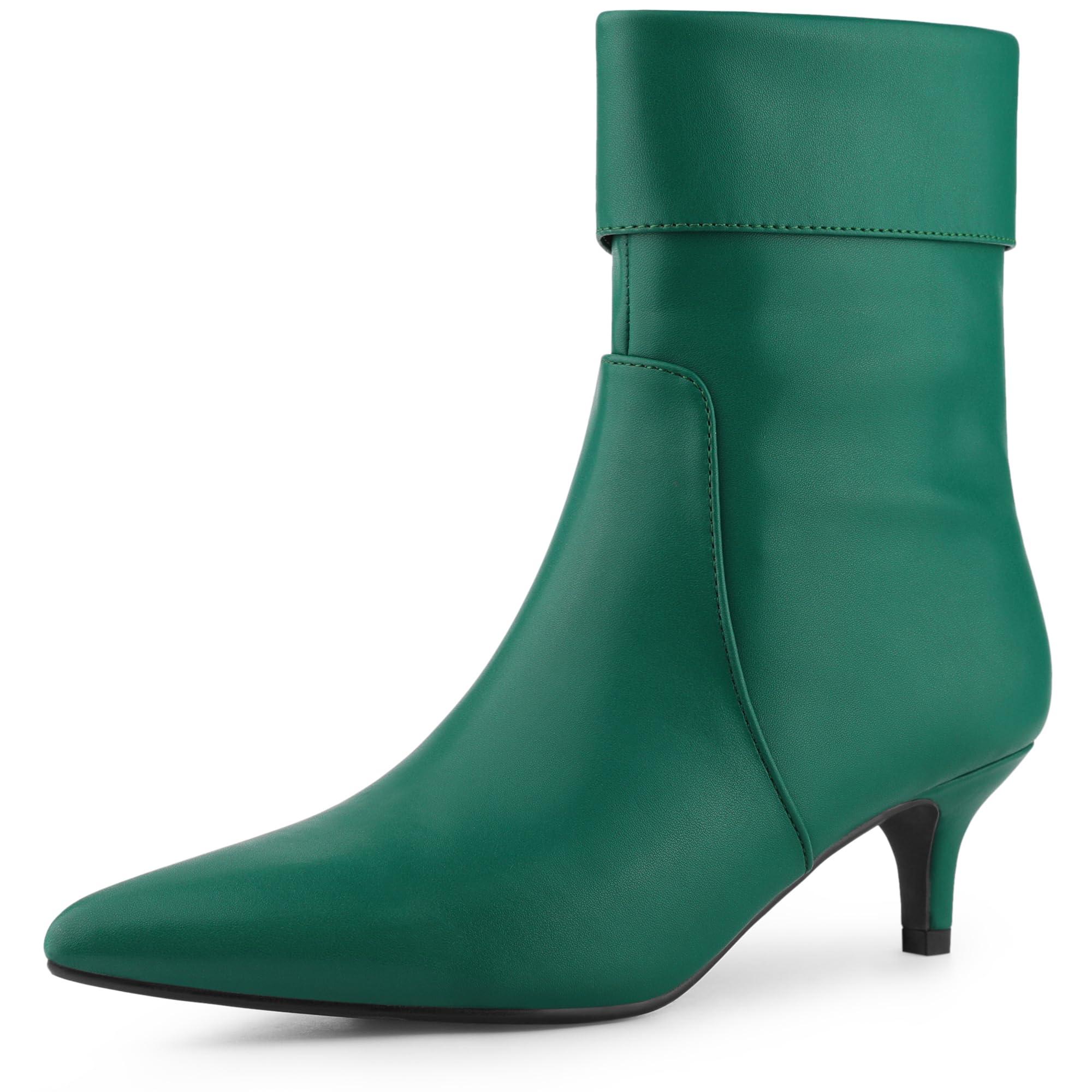 Allegra K Womens Pointed Toe Side Zip Kitten Heel Ankle Boots