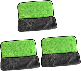 ULTECHNOVO 3piezas Toalla De Microfibra Absorbente para Limpieza De Coches Doble Cara Color Verde para Secado y Pulido De Vehículos
