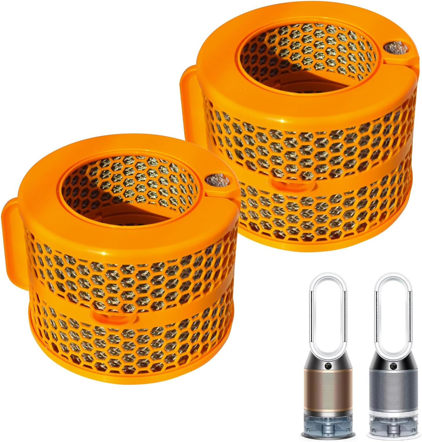 2 Pack 2-IN-1 Replacement Carbon Fiber Evaporator Filter Compatible for Dyson PH01 PH02 PH03 PH04 PH3A Models Humidify+Cool Air Purifiers, Orange