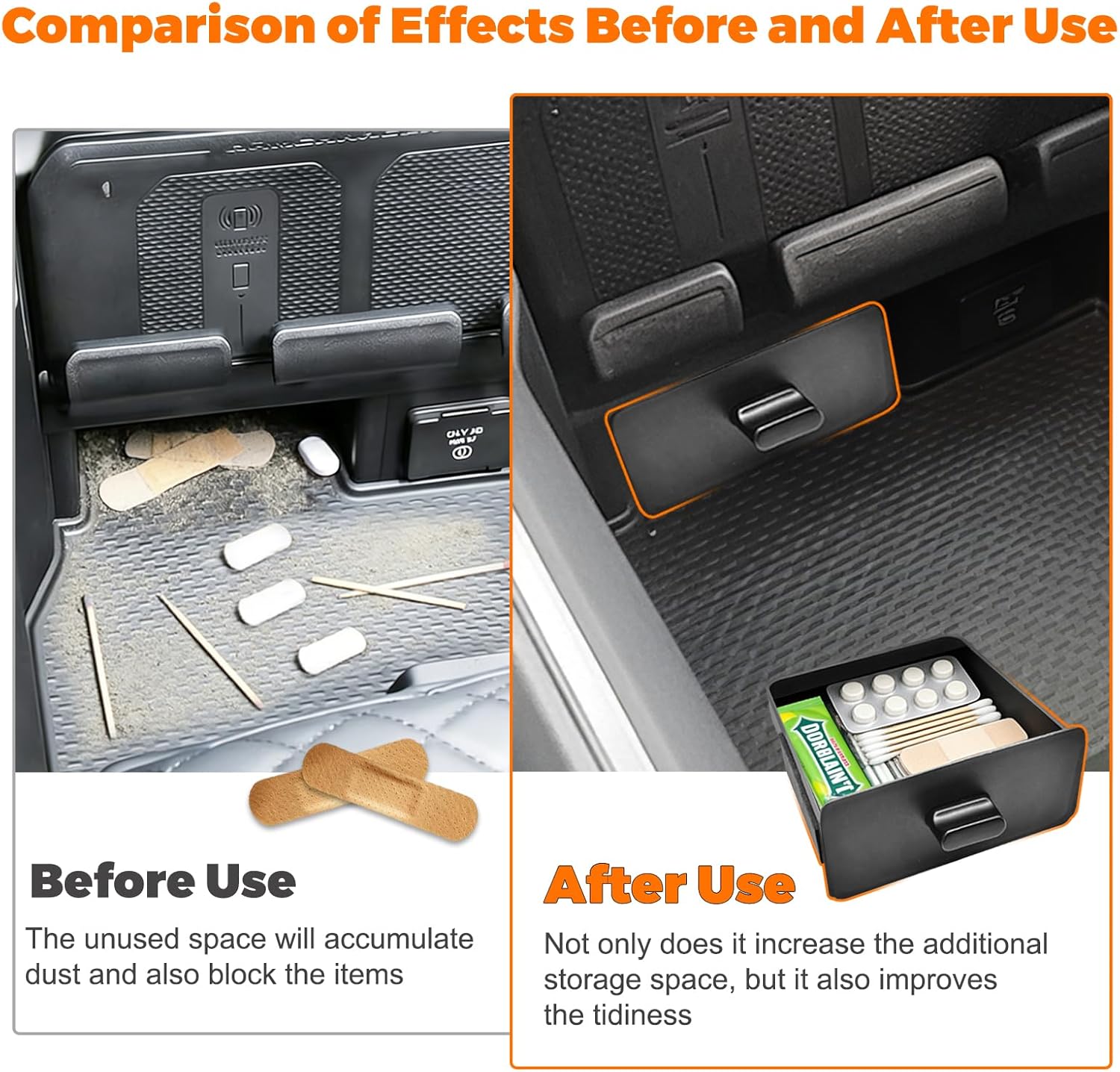 Removable Lower Cubby Storage Drawer Tray Fit for 2019-2026 Dodge RAM 1500 2500 3500 - Center Console Bottom Space Organizer Box ABS Plastic (Only Fit Models with Cubby)