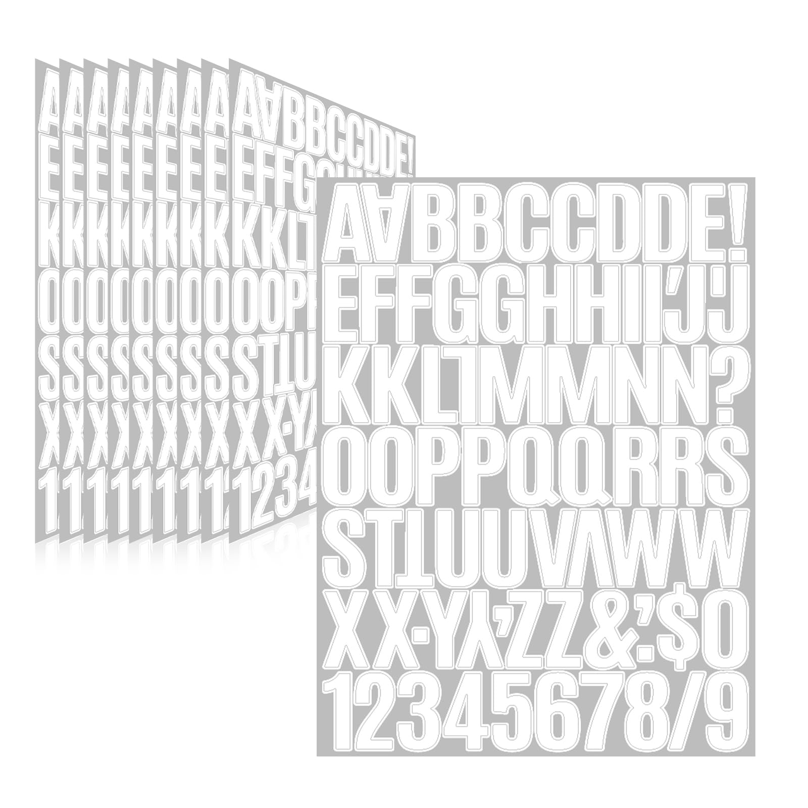 Llewyn 730 Pcs 10 Sheets Letter Stickers,Self Adhesive Waterproof 1.5 Inch Mailbox Numbers Vinyl Stickers,Alphabet Decals for Water Bottle,Window,