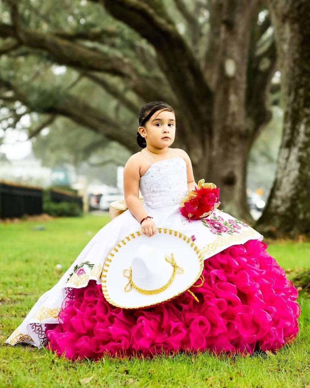 Cold Shoulder 3D Floral Flowers Ruffles Satin A line Little Girls Pageant Wedding Party Dresses with Sleeves 2026