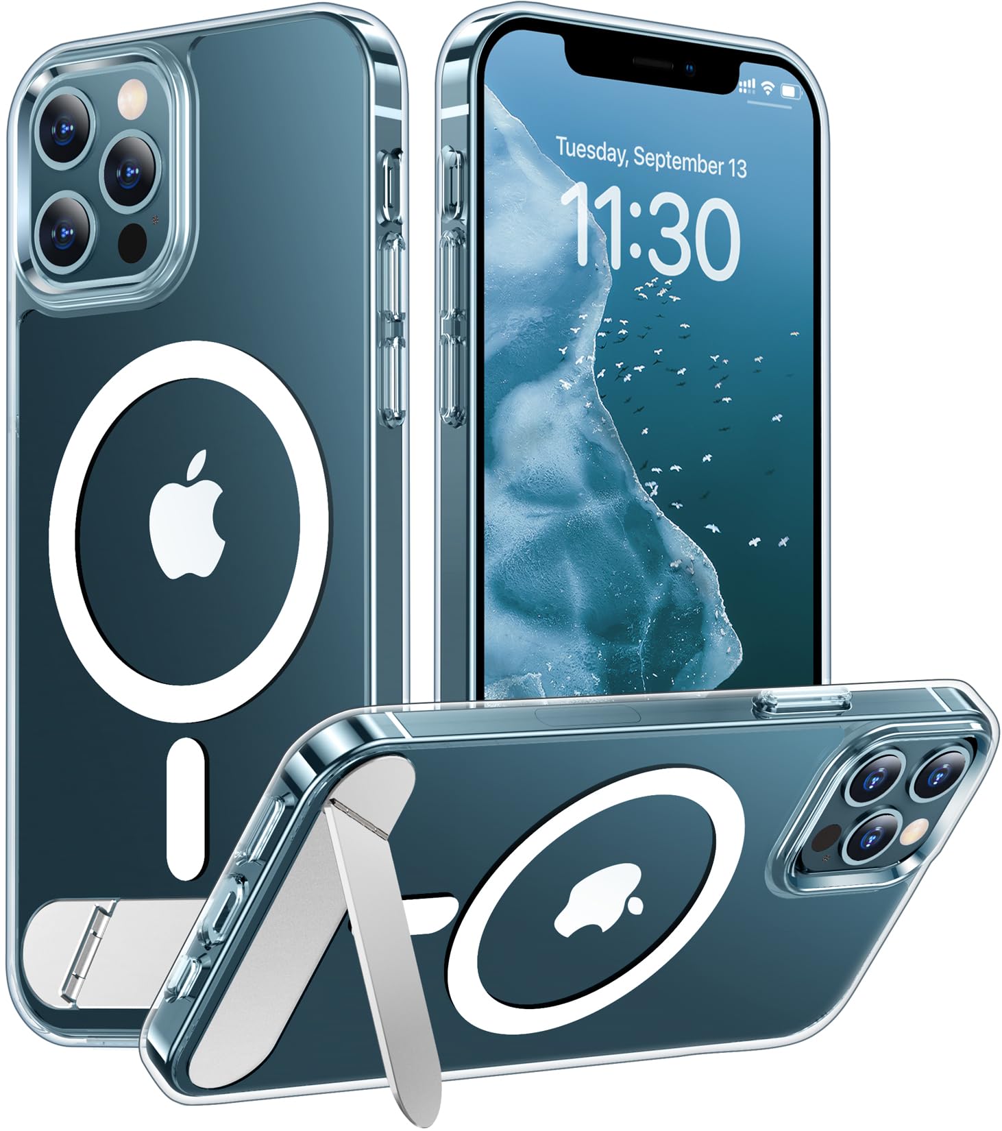 Temdan Magnetic Compatible with iPhone 12 Pro Max Case, [Built-in Invisible Kickstand][Compatible with MagSafe][Military Grade Shockproof] Slim Thin