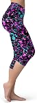 Sissycos 80s Capri Leggings Artistic Splash Printed Buttery Soft Cropped Stretch Pantalons 21" pour femme
