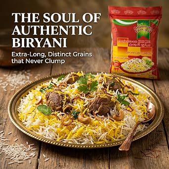 Anjoman Super Kernel Basmati Rice 5kg Bulk Bag - Aged Extra Long Grain White Rice for Biryani & Pilaf