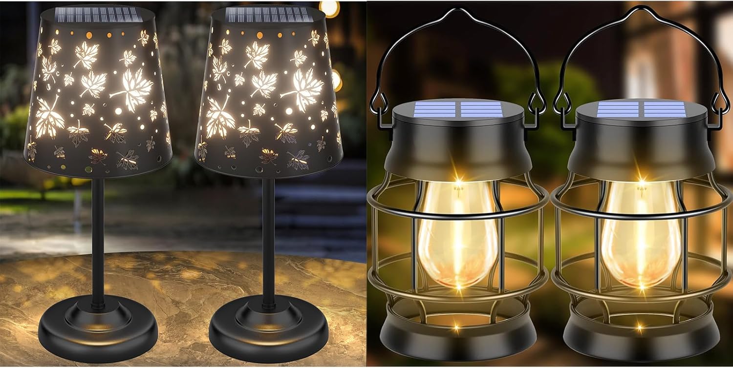 UBright 2 Pack Solar Lantern+Solar Lamps