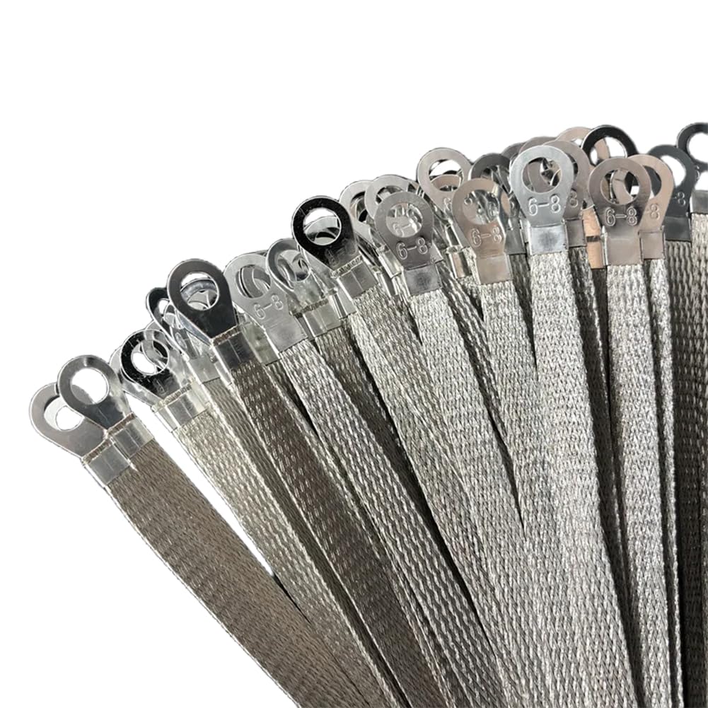 4# verzinntes Kupfergeflecht-Erdungsband, flexibles Überbrückungskabel, 200–300 mm Länge mit 8 mm Öffnung, 100 Stück(200mm)